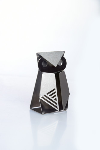 مجسمه دکوراتیو استیل آلفا مدل جغد آقاوخانم کلارا