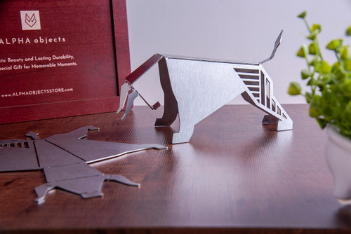 مجسمه و جاکارتی استیل آلفا مدل گاو نر ست دو عددی